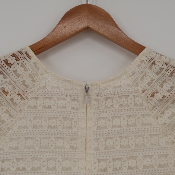 Free People Dress Size‎ 0 Short Sleeve Lace Mini Ivory White Cottagecore - Picture 9 of 10